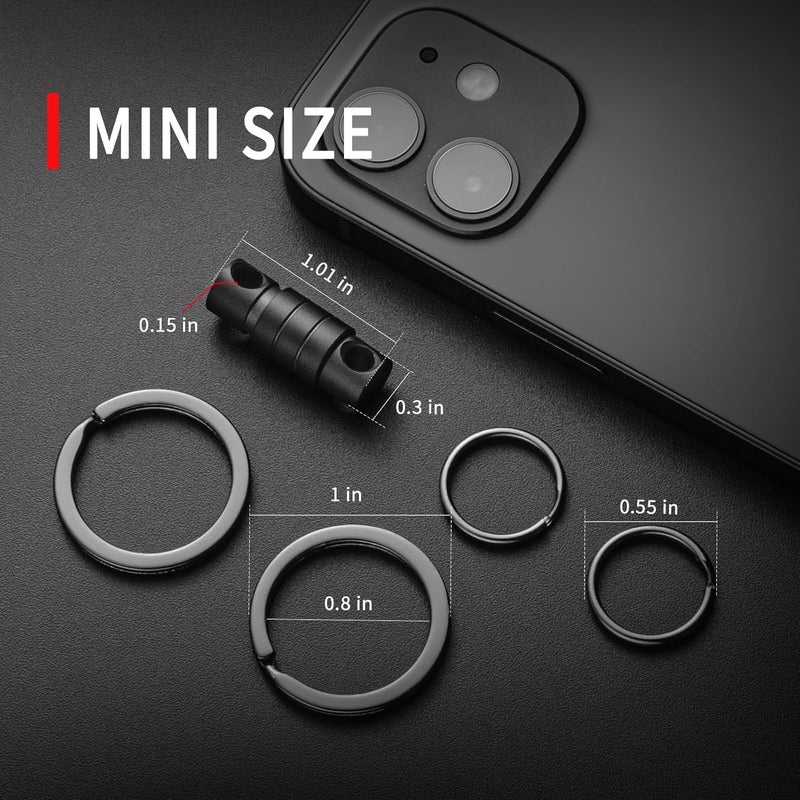 FEGVE Titanium Quick Release Keychain, Small Detachable Swivel Keychain Accessories with 4 Key Rings for Bag, Belt & Car-(Anti-fall/Black-3pcs) - Image 2